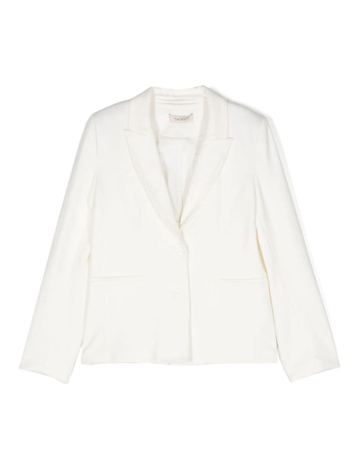 White cotton blazer for girls