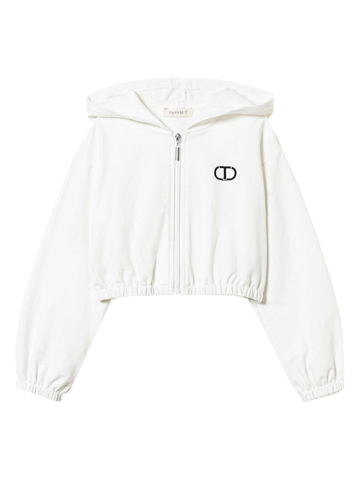 White sweatshirt for girls with logo