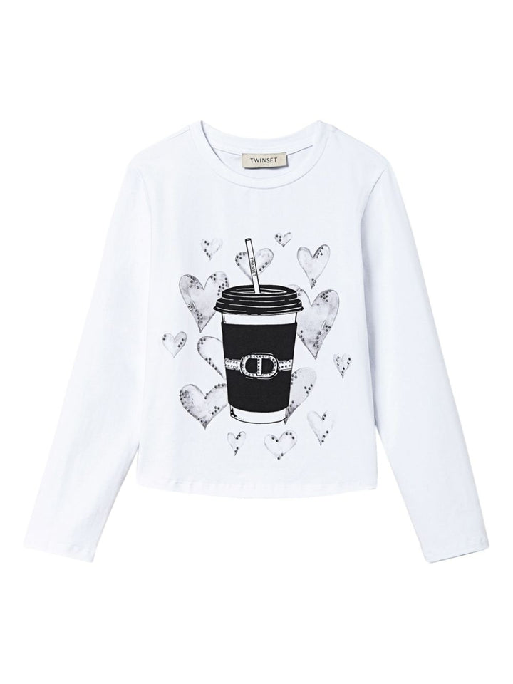 T-shirt bianca per bambina con logo