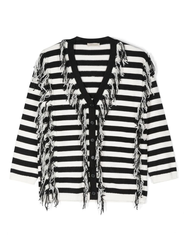 Cardigan for girls in black and white cotton