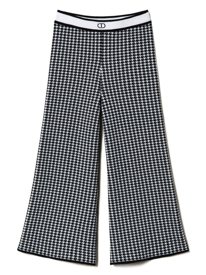 Black/white trousers for girls with logo