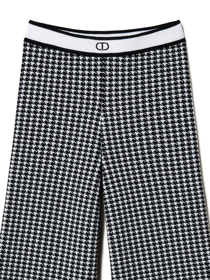 Black/white trousers for girls with logo