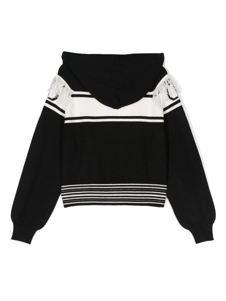 Cardigan nero per bambina con logo