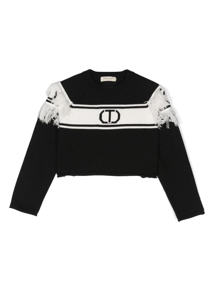 Black sweater for girls with logo