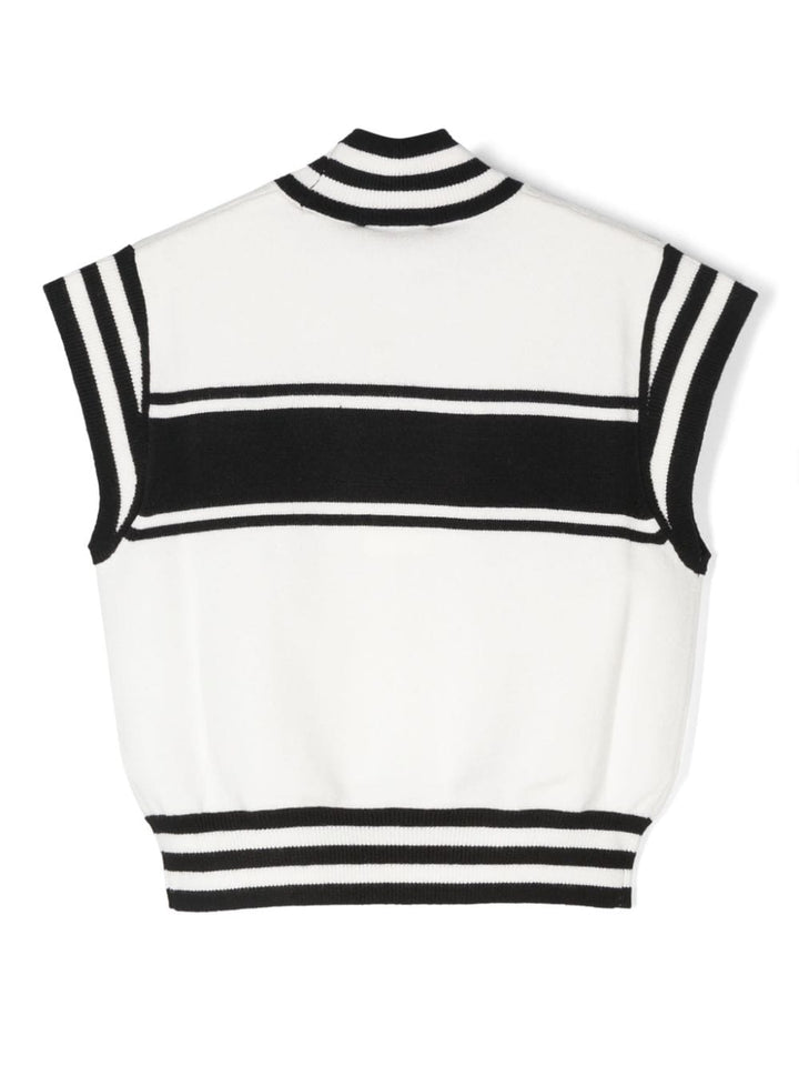 Top for girls in black and white cotton