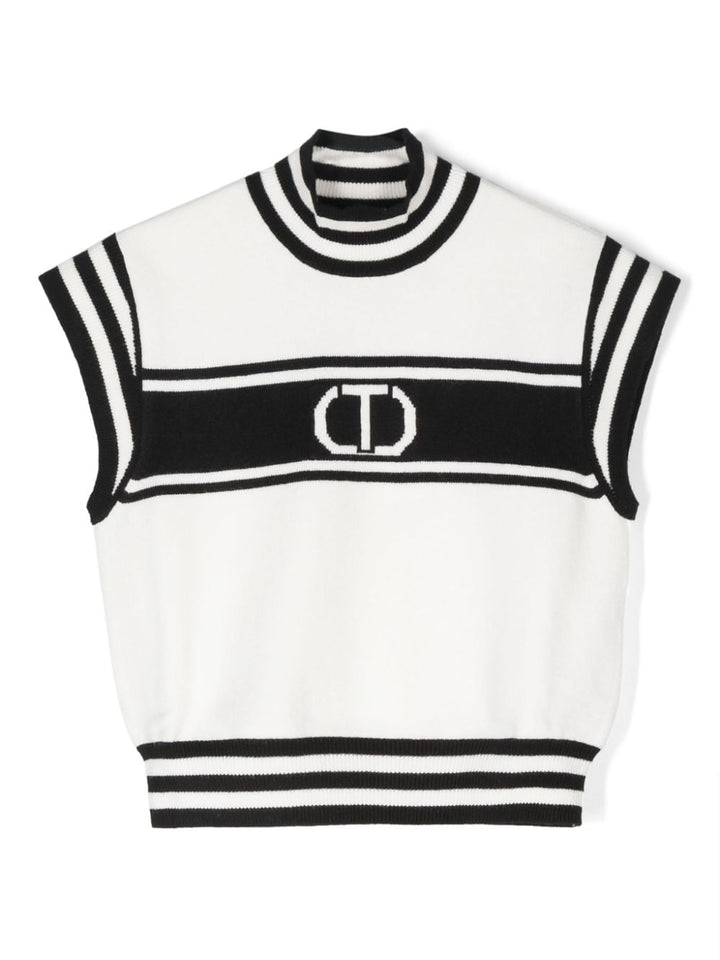 Top for girls in black and white cotton