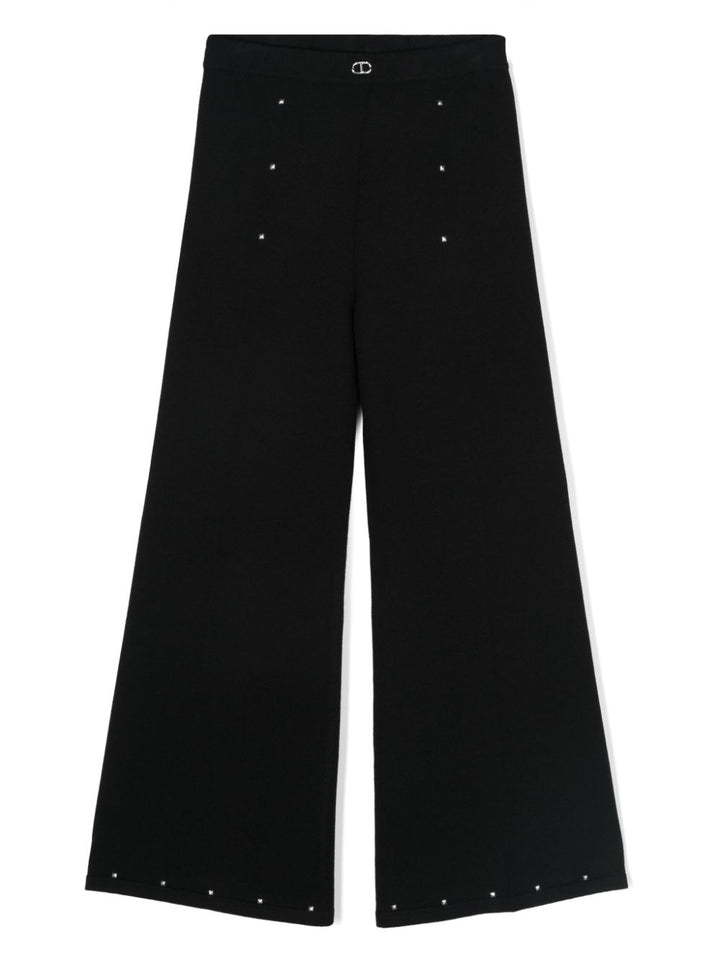 Black trousers for girls with logo