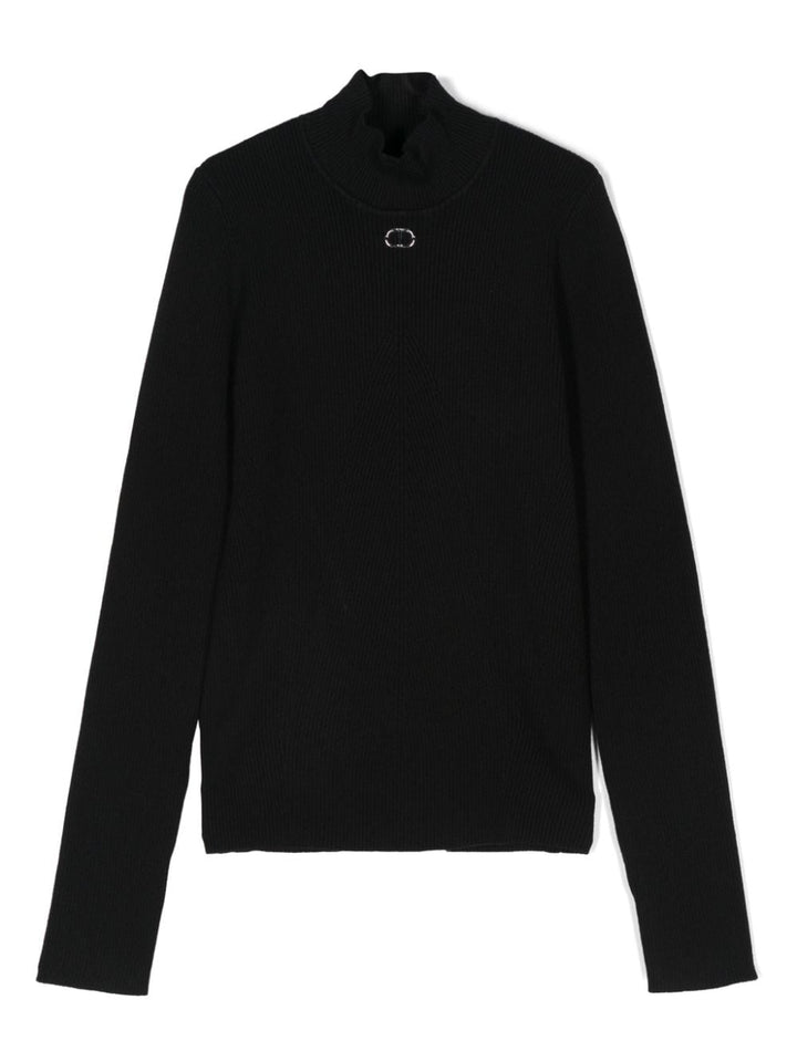 Black sweater for girls with logo