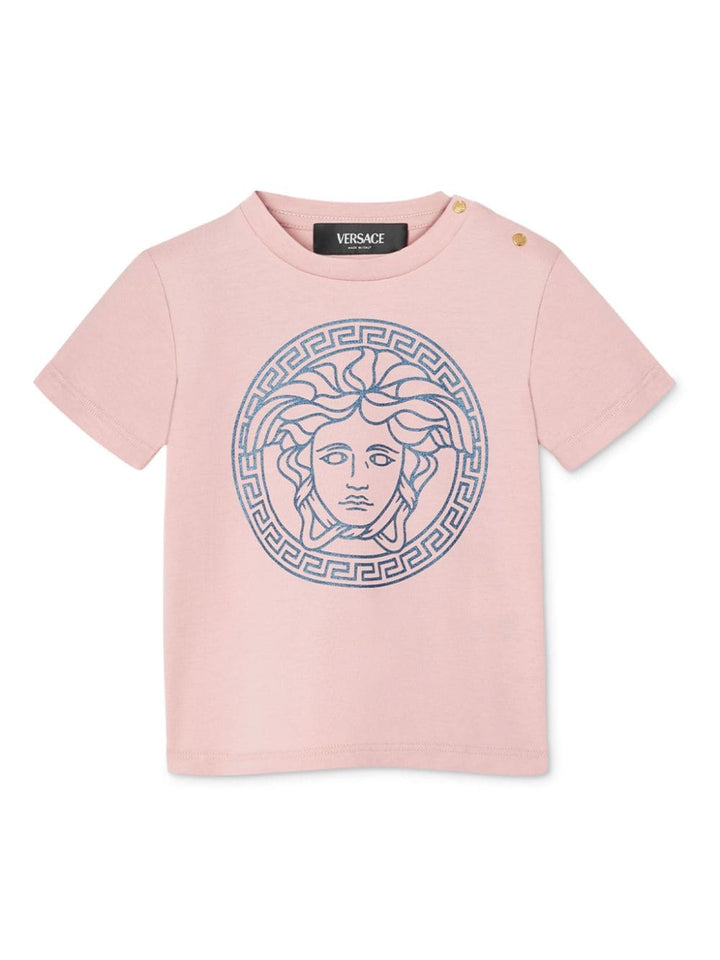 T-shirt rosa per neonata con stampa 10001021A11718 2PU20 Versace Kids 