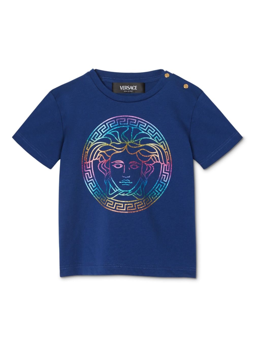 T-shirt per neonato in cotone blu 10001021A11719 2UT60 Versace Kids 