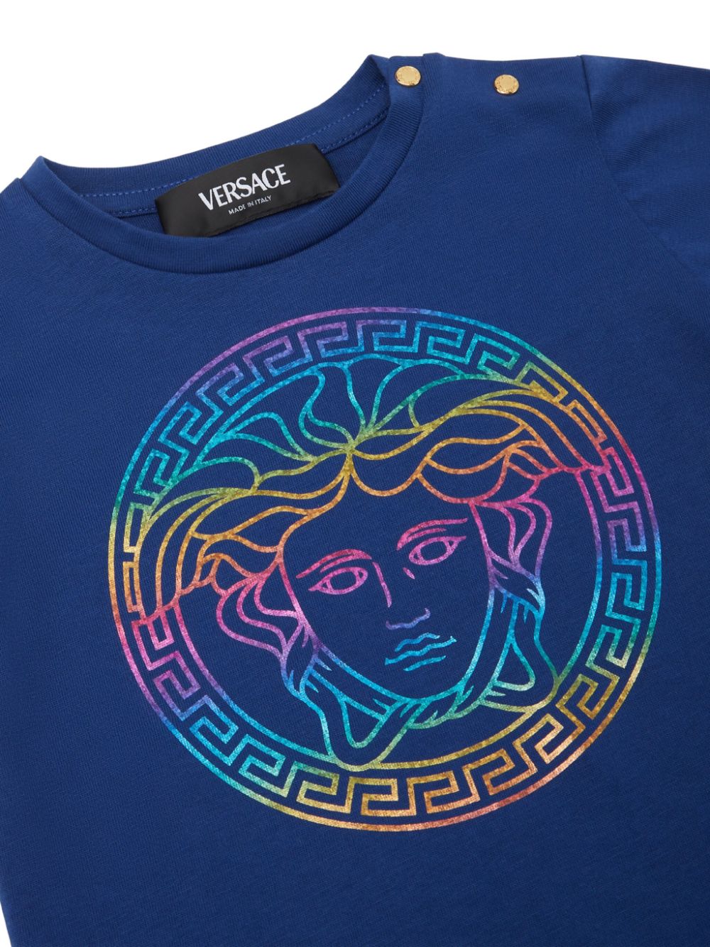 T-shirt per neonato in cotone blu 10001021A11719 2UT60 Versace Kids 