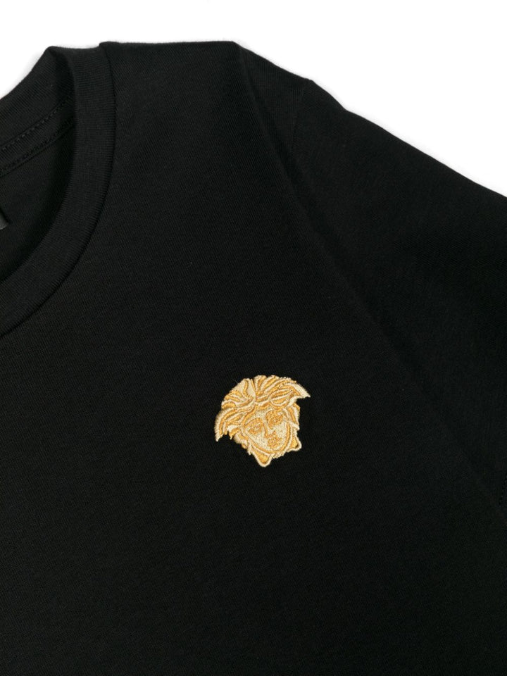 T-shirt unisex nera con logo 'Medusa' 10001291A10178 2B130 Versace Kids 