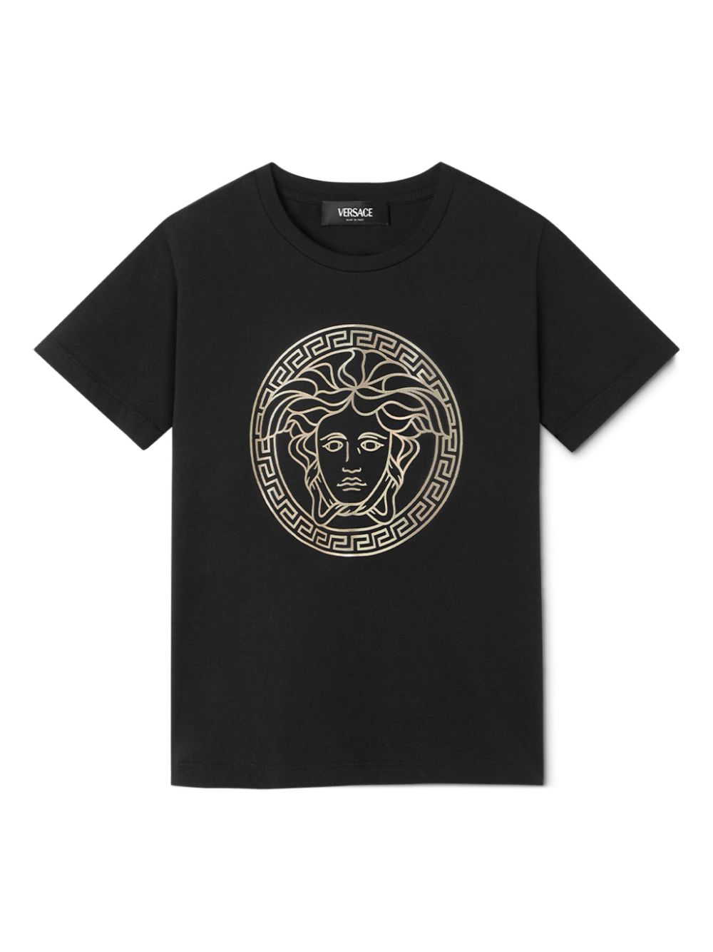 T-shirt per bambina in cotone nera 10002391A11718 2B130 Versace Kids 