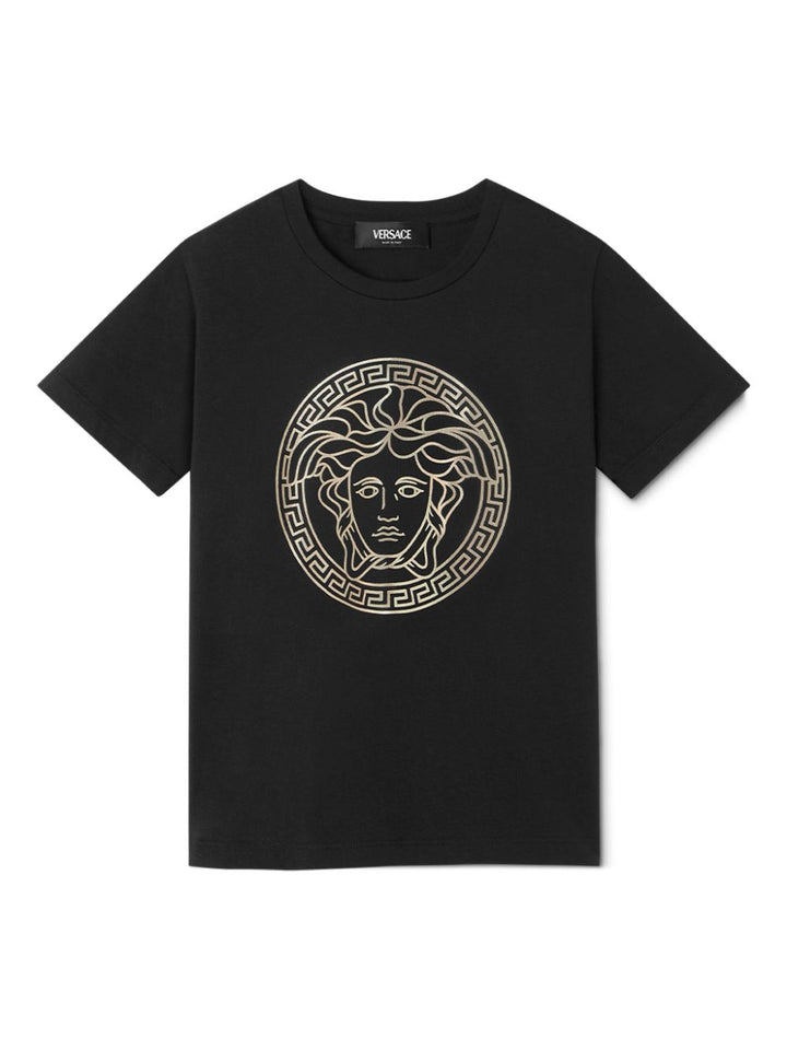 T-shirt per bambina in cotone nera 10002391A11718 2B130 Versace Kids 