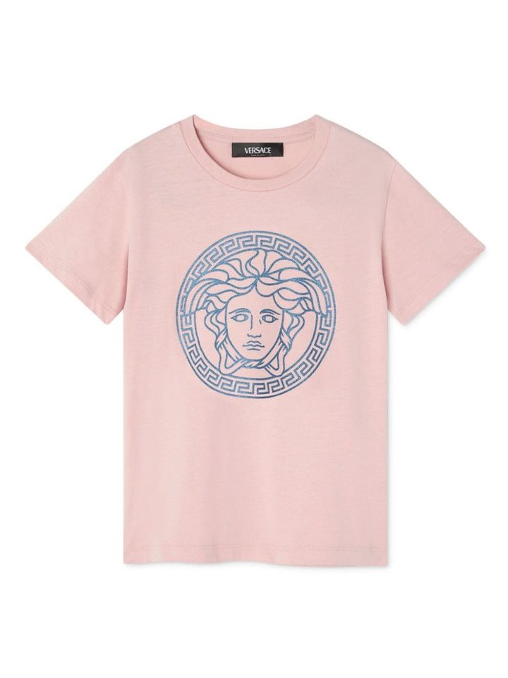 T-shirt per bambina in cotone rosa 10002391A11718 2PU20 Versace Kids 
