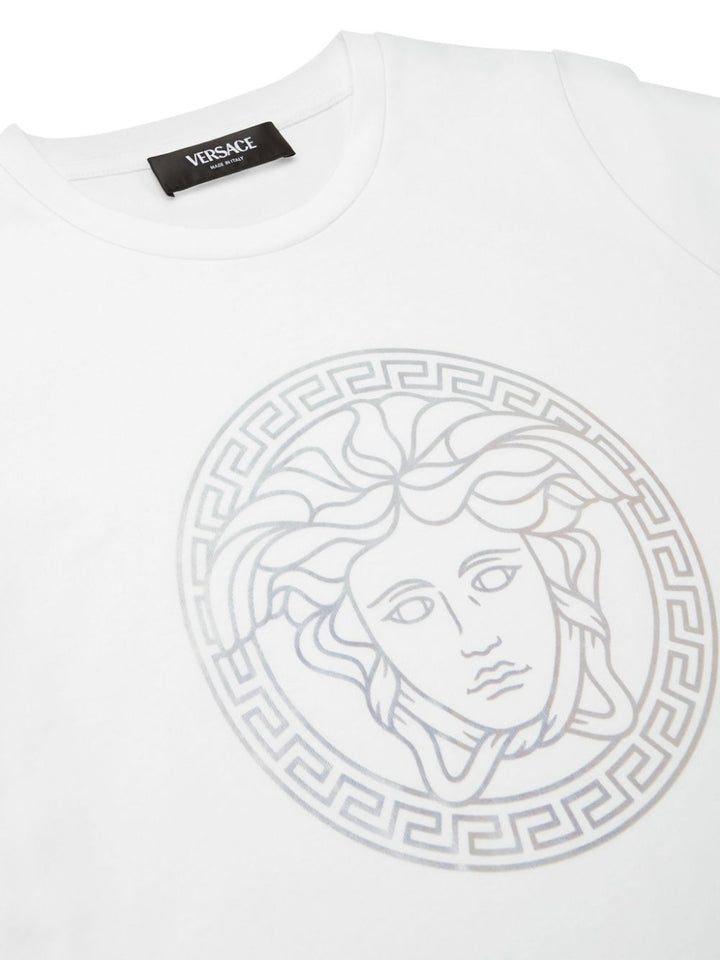 T-shirt per bambina in cotone bianca 10002391A11718 2W270 Versace Kids 