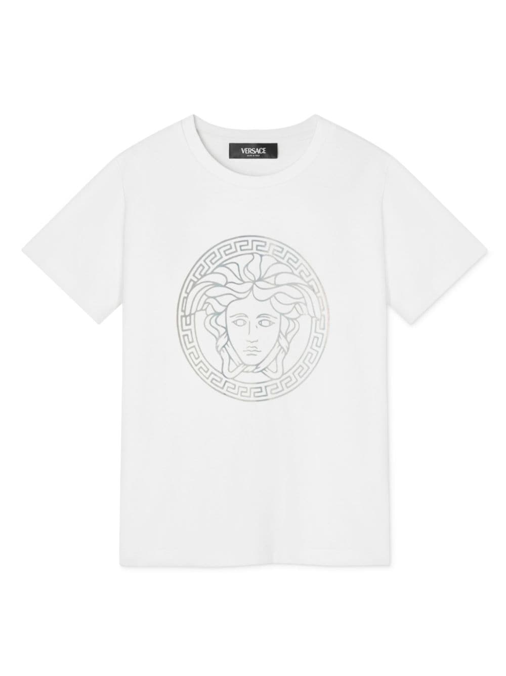 T-shirt per bambina in cotone bianca 10002391A11718 2W270 Versace Kids 