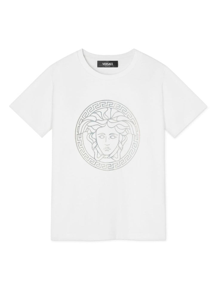 T-shirt per bambina in cotone bianca 10002391A11718 2W270 Versace Kids 