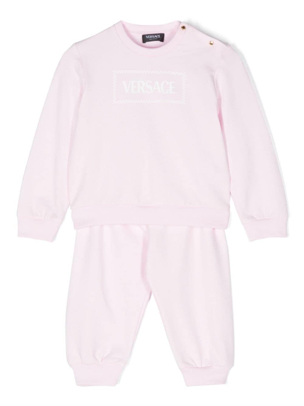 Completo sportivo per neonata in cotone rosa chiaro 10003081A11220 2P100 Versace Kids 