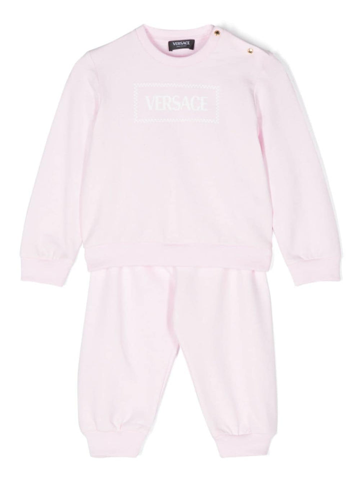 Completo sportivo per neonata in cotone rosa chiaro 10003081A11220 2P100 Versace Kids 
