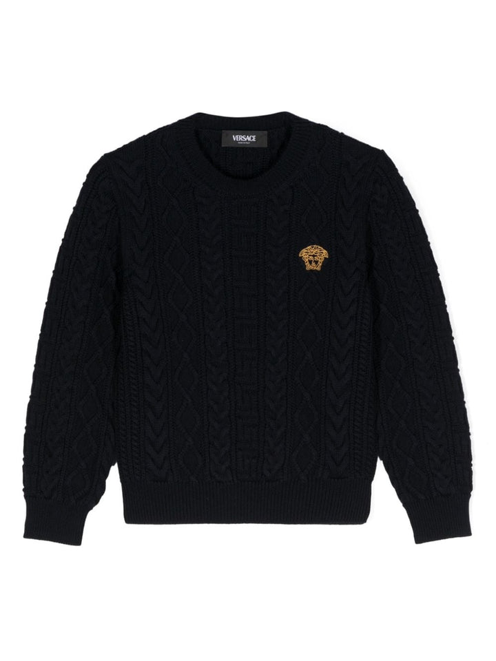 Maglia per bambino in lana blu 10159331A11126 1UK00 Versace Kids 