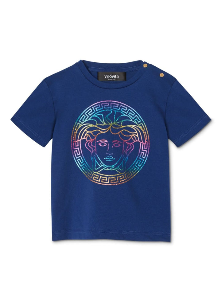 T-shirt per neonata in cotone blu