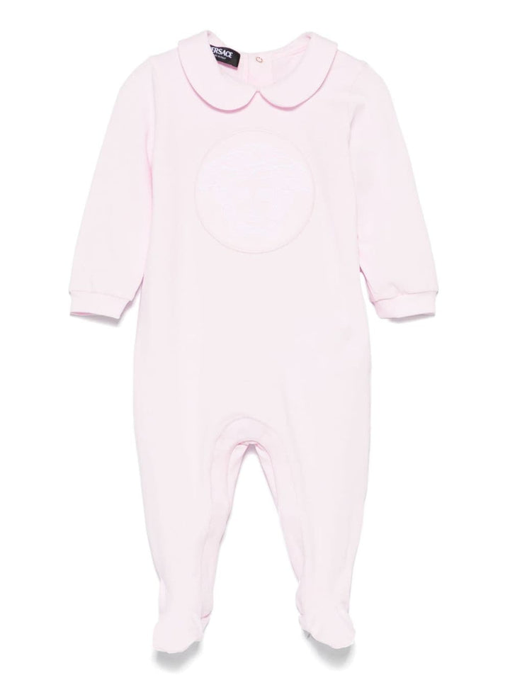 Baby girl's onesie in stretch cotton in powder pink