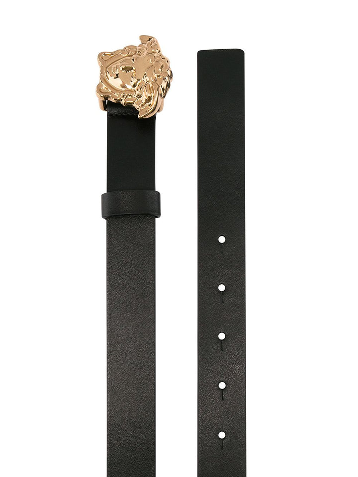 Unisex black leather belt