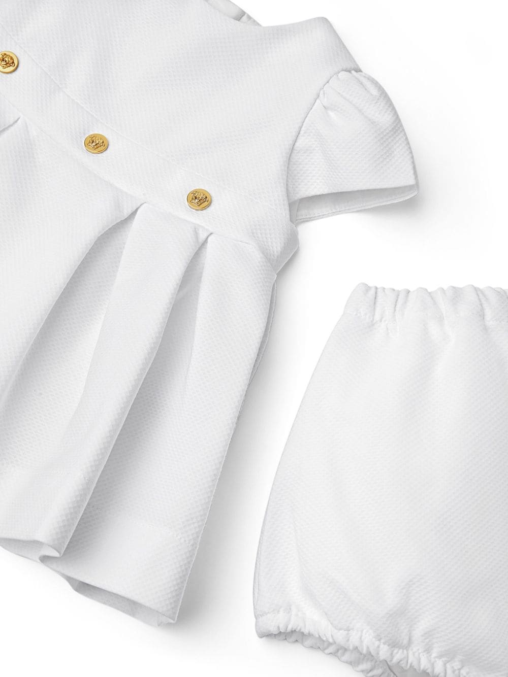 White cotton dress set for baby girls