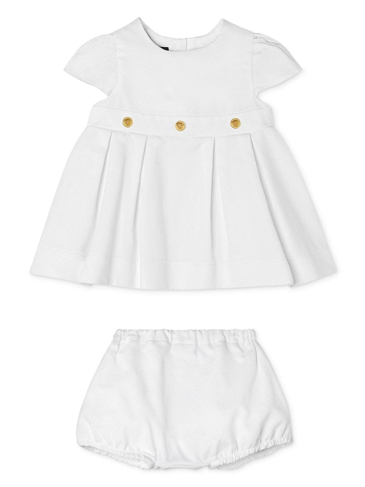 White cotton dress set for baby girls