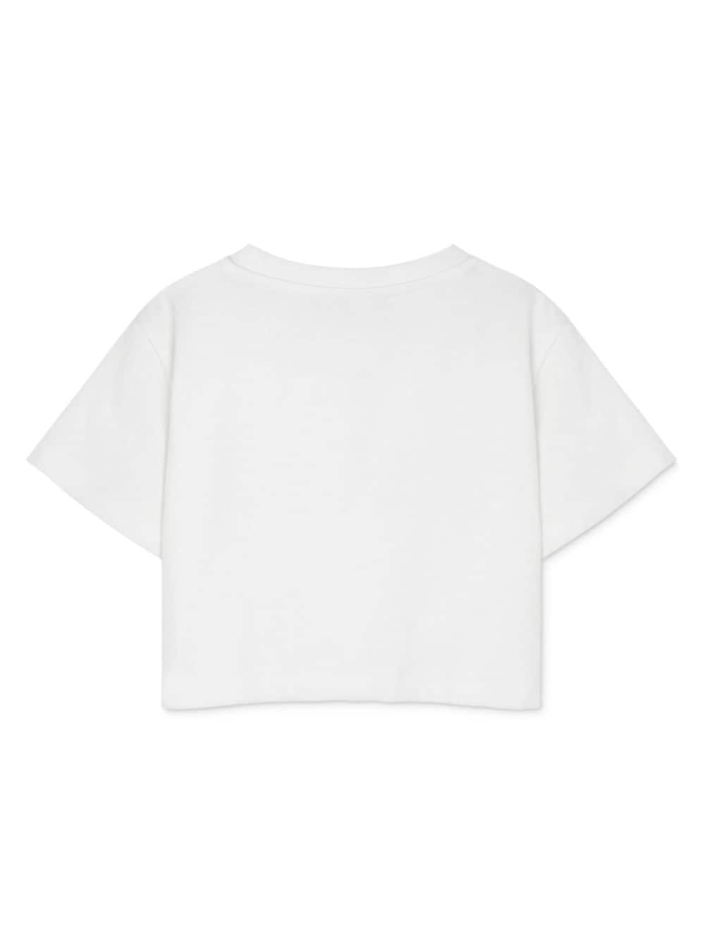 T-shirt crop per bambina in cotone bianca