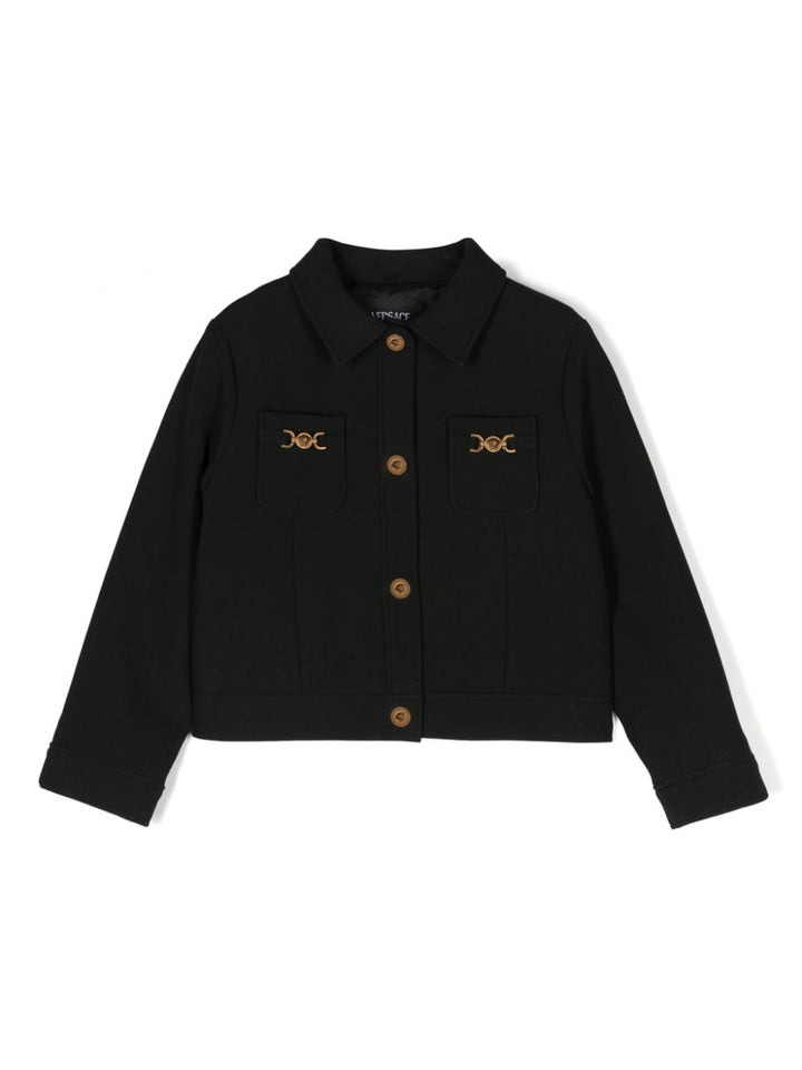 BLACK POLYESTER JACKET FOR GIRLS