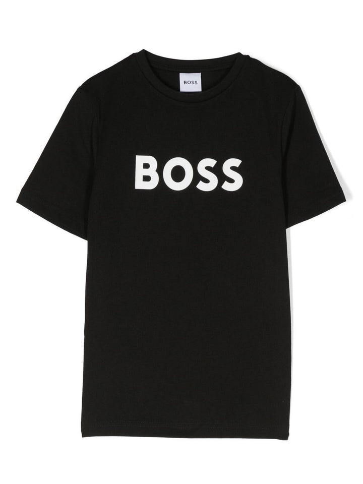 Black t-shirt for boys with logo