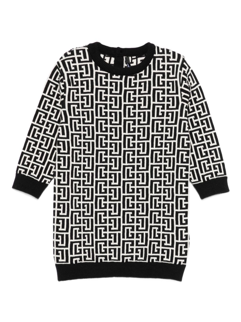 Abito bianco/nero/avorio per neonata BX1020Z2312 104NE Balmain Kids 