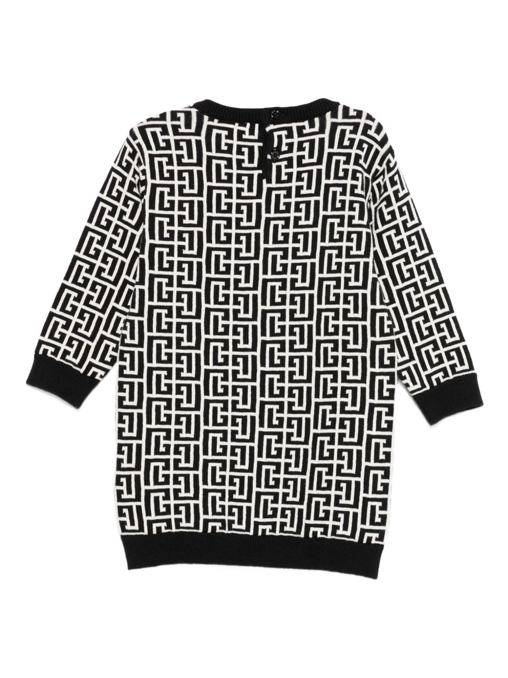 Abito bianco/nero/avorio per neonata BX1020Z2312 104NE Balmain Kids 