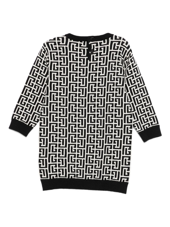 Abito bianco/nero/avorio per neonata BX1020Z2312 104NE Balmain Kids 