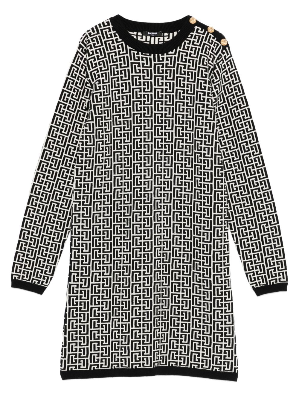 Abito monogramma avorio/nero per bambina BX1A00Z2312 104NE Balmain Kids 