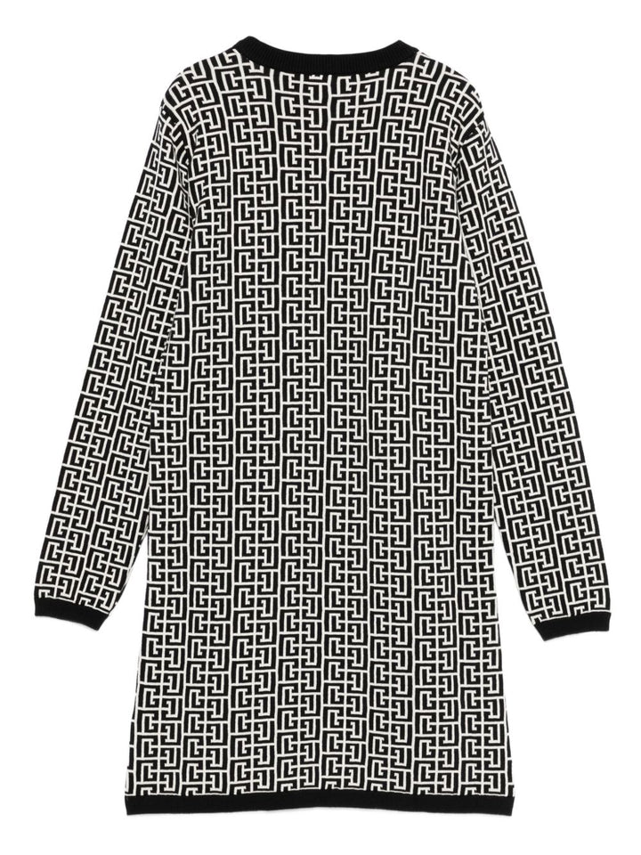 Abito monogramma avorio/nero per bambina BX1A00Z2312 104NE Balmain Kids 
