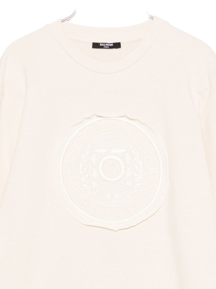 Felpa beige per bambino BX4Q40Z3183 109 Balmain Kids 