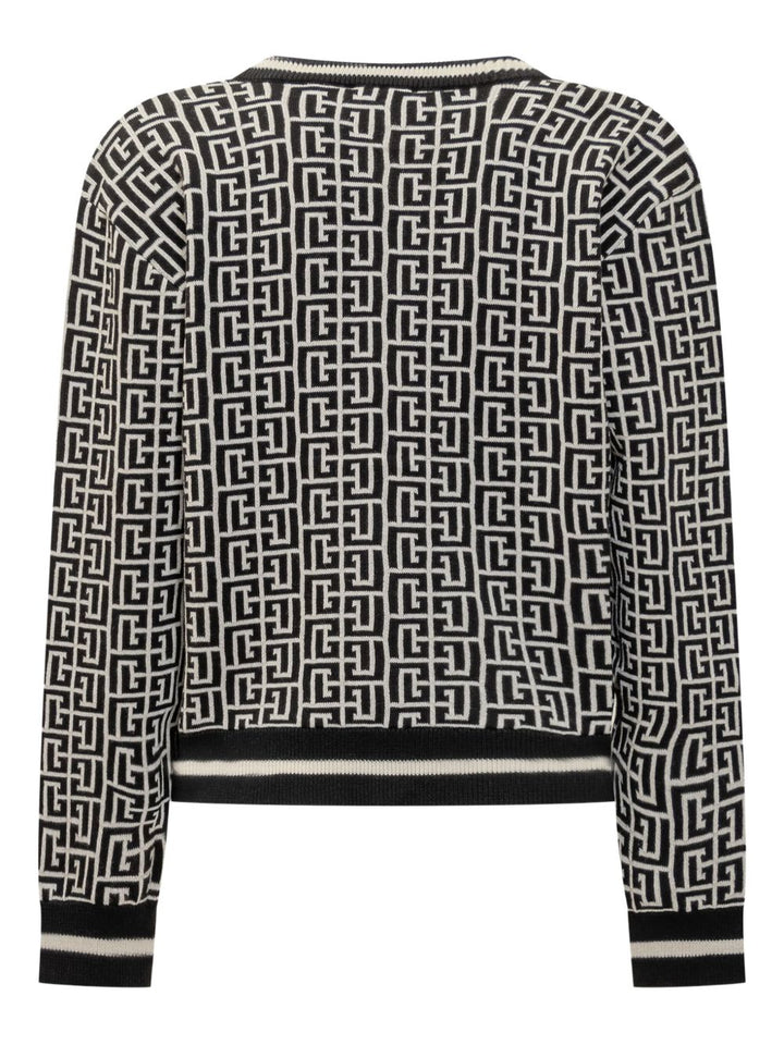 Cardigan nero/avorio per bambina BX9P10Z2312 104NE Balmain Kids 