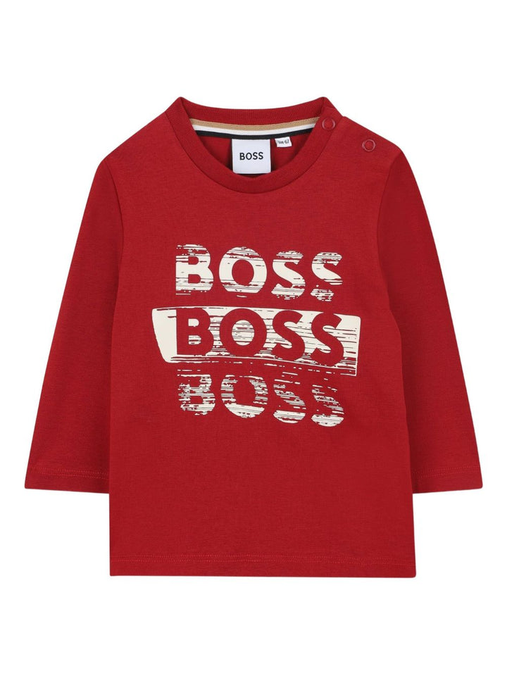 T-shirt rosso per neonato J52463 96D Boss Kids 
