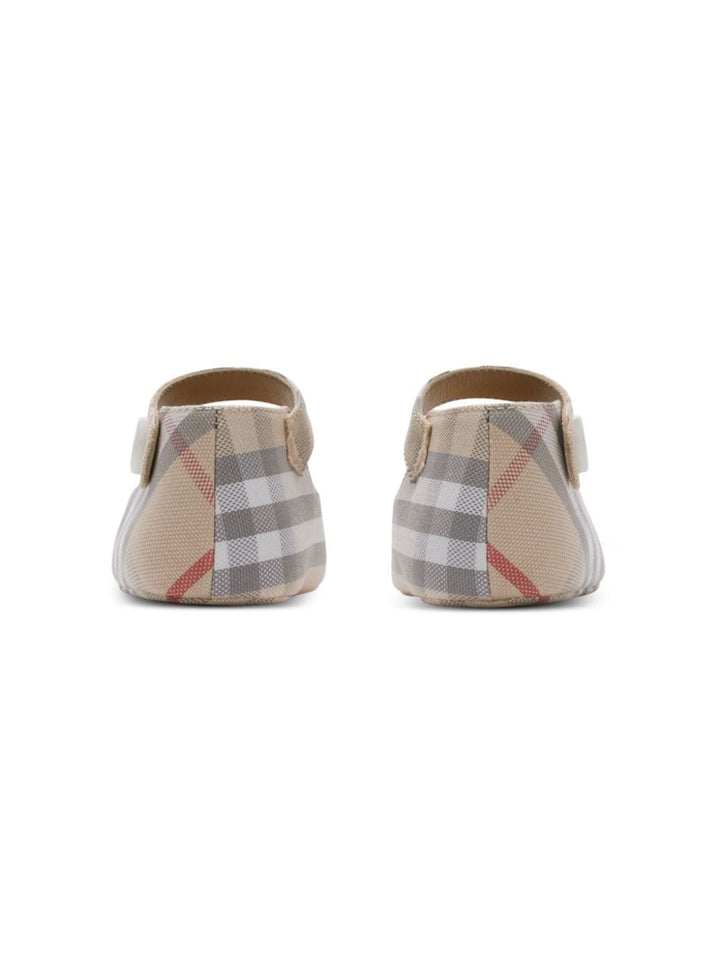 Ballerina 'Mary Jane' per neonata in cotone beige 8090482 A2205 Burberry Kids 