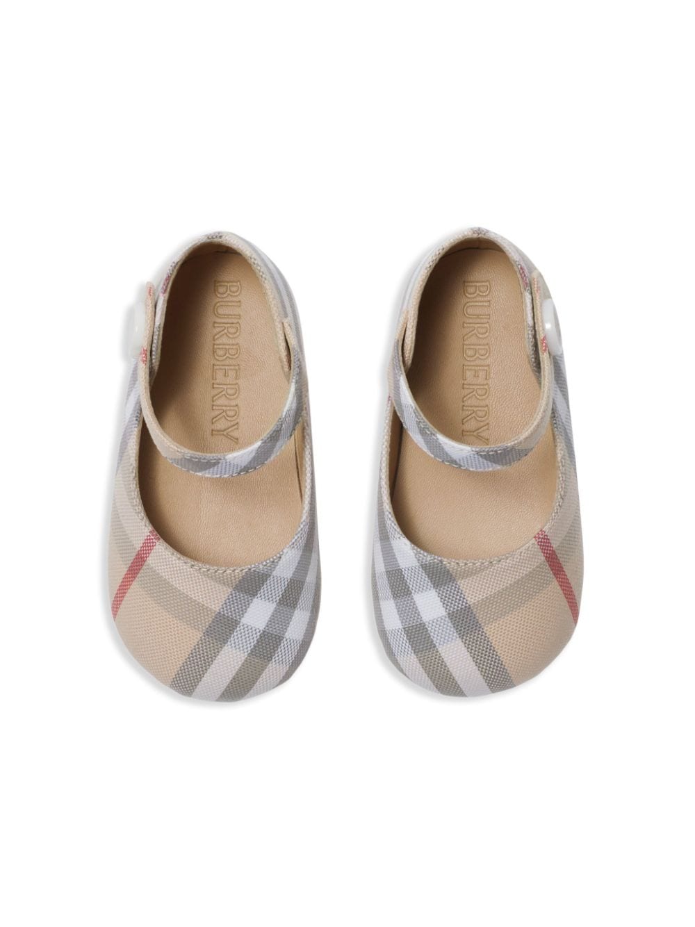 Ballerina 'Mary Jane' per neonata in cotone beige 8090482 A2205 Burberry Kids 