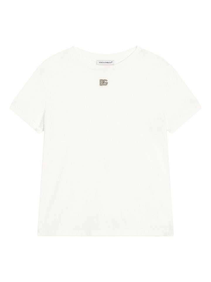 T-shirt bianca per bambina L5JTNJG7O3N W0111 Dolce & Gabbana Kids 