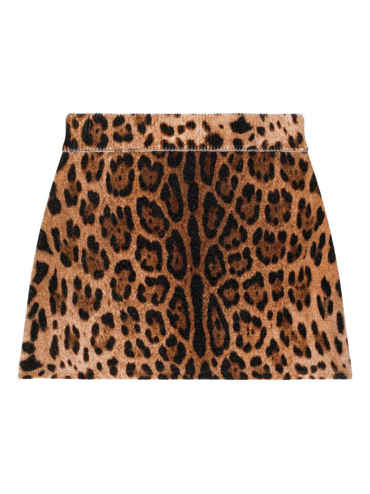 Gonna leopardata per bambina L5KI05JDVDT HY13M Dolce & Gabbana Kids 