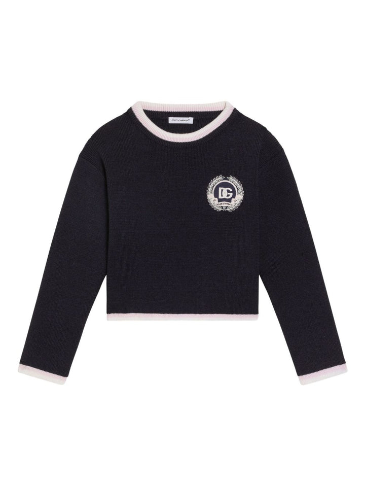 Maglione blu navy per bambina L5KWK5JDVB7 B3895 Dolce & Gabbana Kids 
