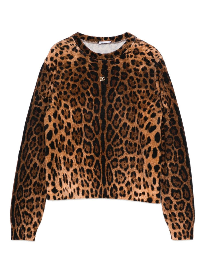 Cardigan leopardato marrone con bambina L5KWK5JDVDT HY13M Dolce & Gabbana Kids 