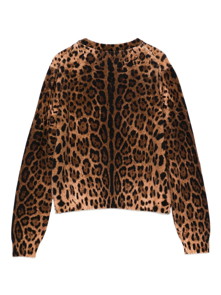 Cardigan leopardato marrone con bambina L5KWK5JDVDT HY13M Dolce & Gabbana Kids 