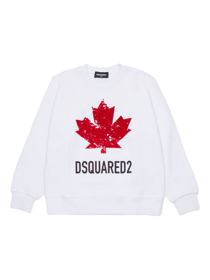 Felpa bianca per bambino DQ3005D00ZF DQ100 Dsquared2 Kids 