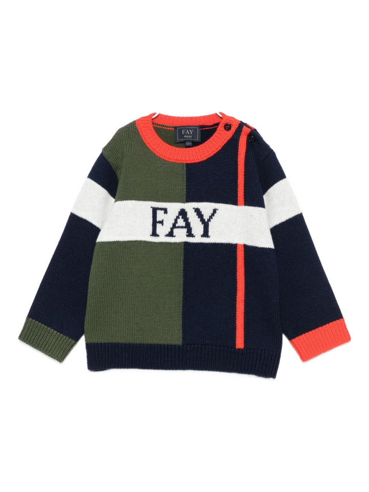 Maglione blu navy/verde/arancione per neonato FX9510W0012 999 Fay Kids 